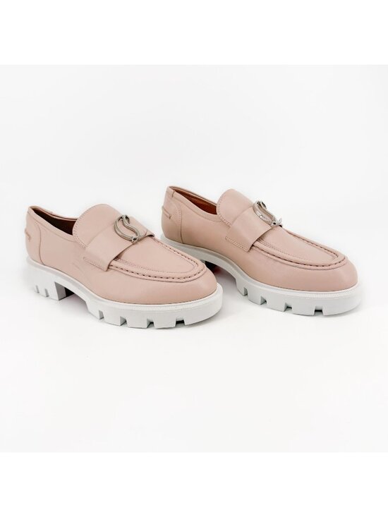Christian Louboutin Shoes - Christian Louboutin CL Moc Lug Leather Loafers Nude Beige Size 37 US 7 Women's